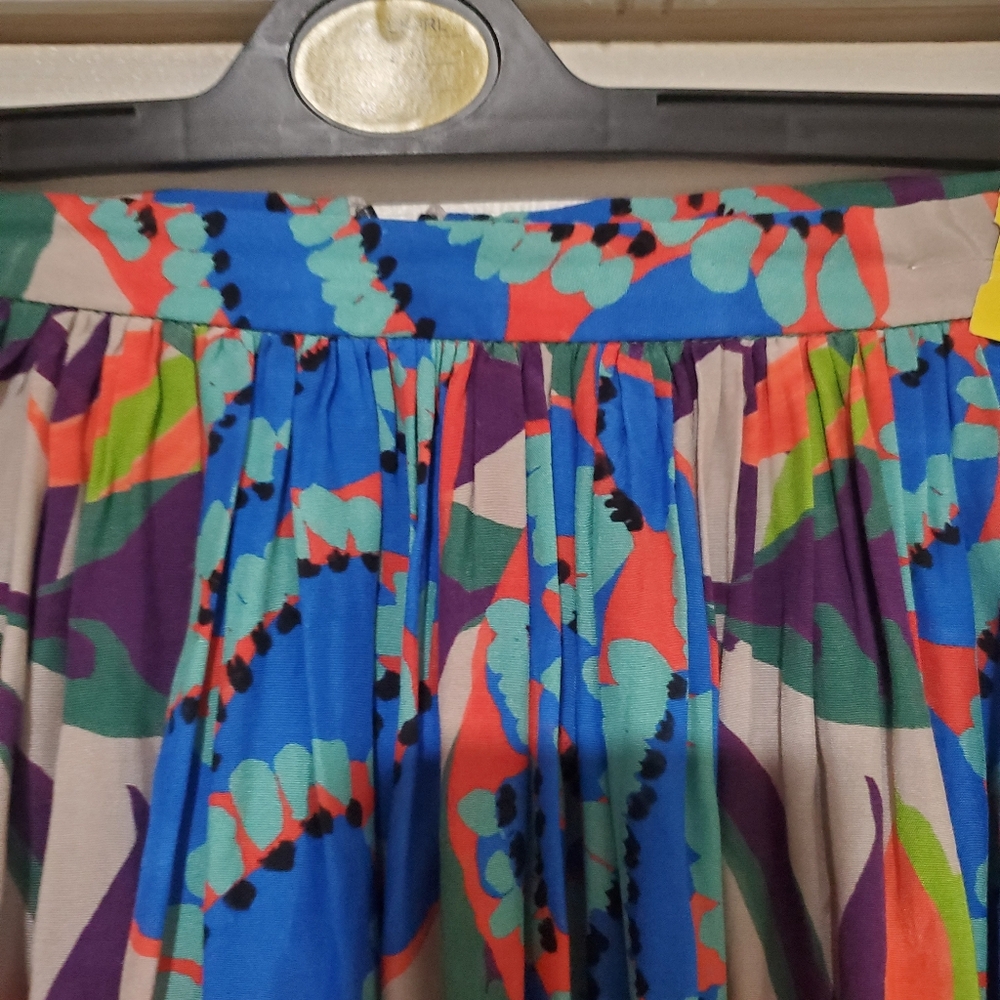 Womens IRIS & INK Vibrant Floral Print Pleated Maxi Skirt Size 4 Boho Tropical - Picture 4 of 6